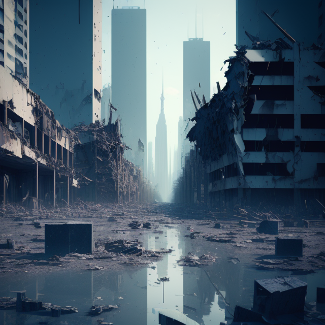 destroyed city